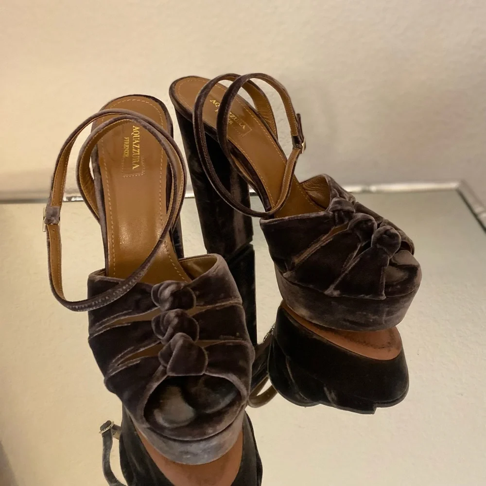 Like new AQUAZZURA Mira velvet Plateau 140 Pumps 39
